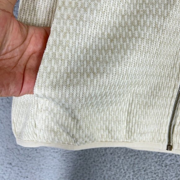 Columbia Women's Large Jacket Full Zip Rosenblum Knit Cream Ivory Pockets Warm - Picture 5 of 12